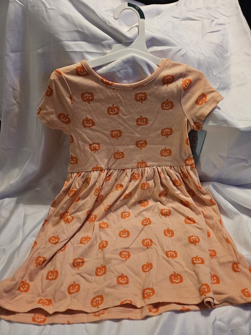 Cat & Jack Peach Dress with Orange Pumpkin Print
